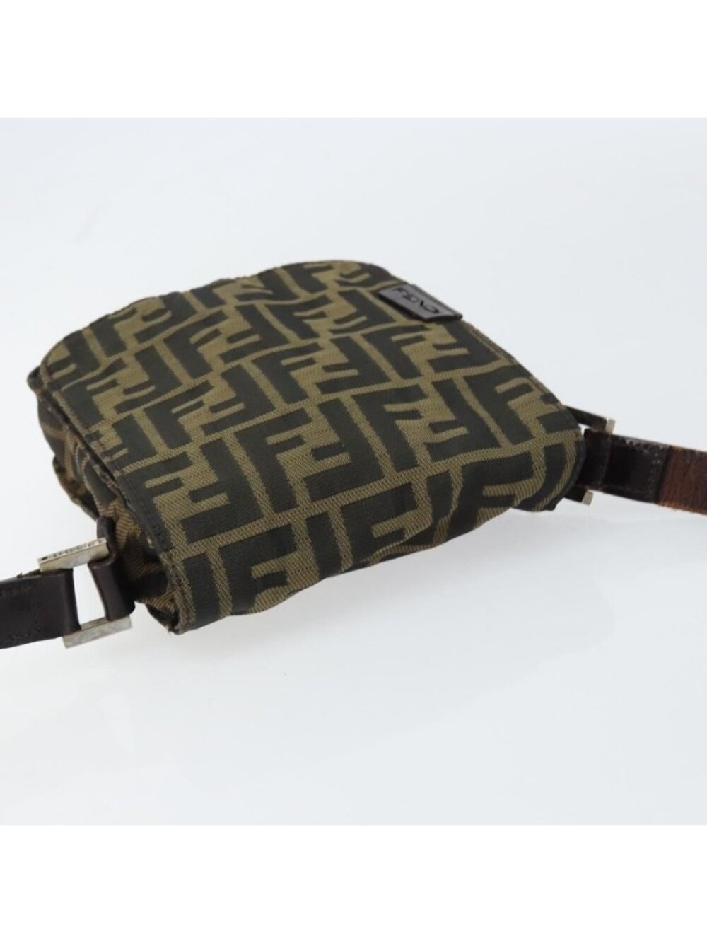 Authentic FENDI Zucca Canvas Shoulder Bag Black Brown - Picture 13 of 16